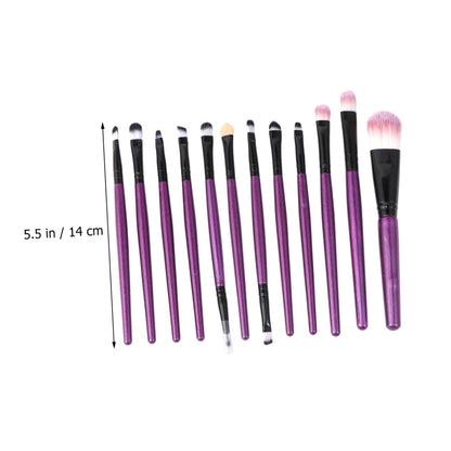 Makeup Brush Set 12Pcs Nylon Wooden Handle 183 Purple