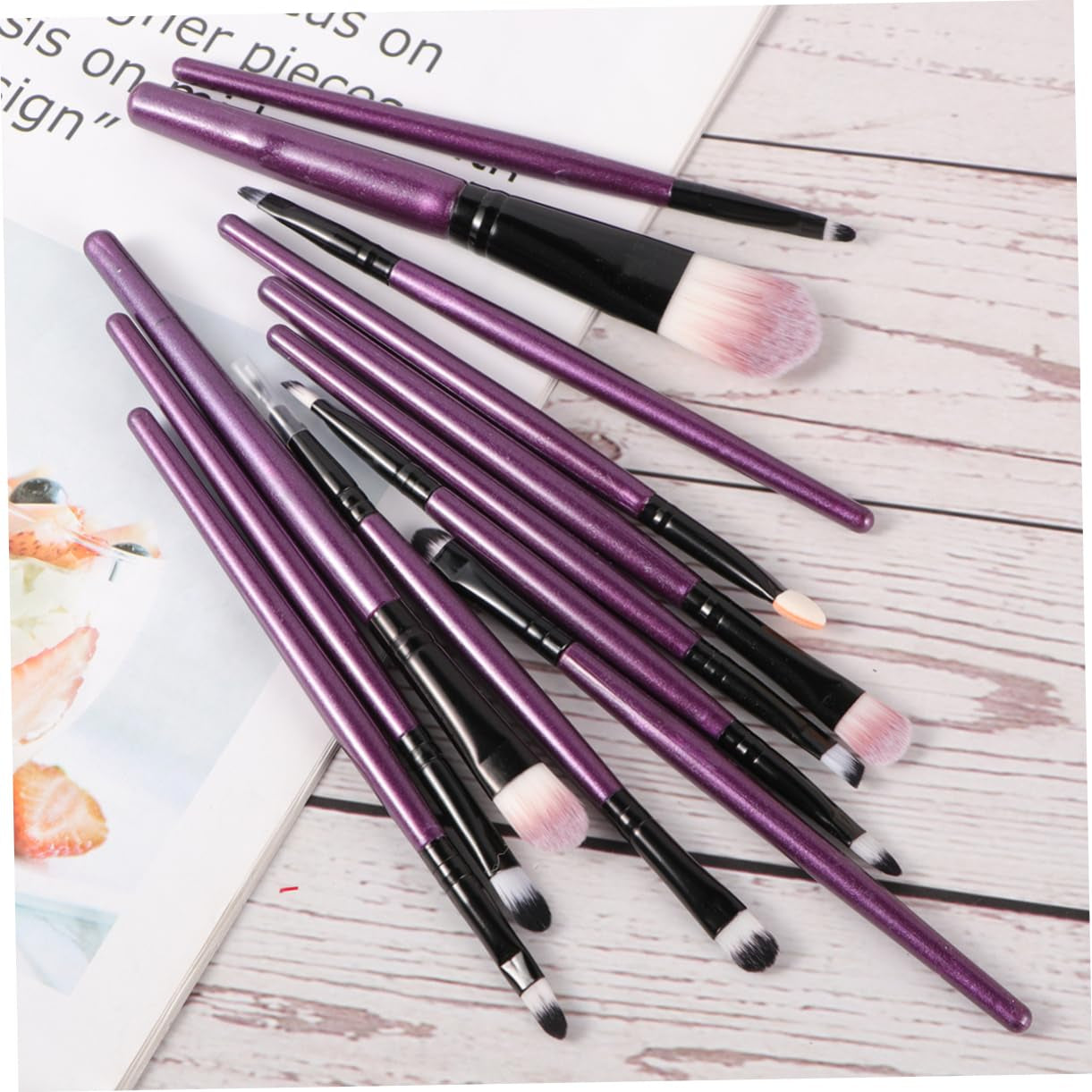 Makeup Brush Set 12Pcs Nylon Wooden Handle 183 Purple